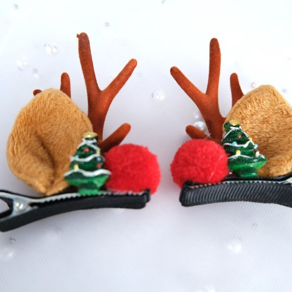 A Pair Handmade Christmas Hair Clips with Santa tree Christmas Gift - Picture 2 of 6